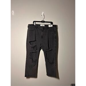 Hollister Curvy ultra high rise vintage straight black jeans size 21s / 35x25 C4